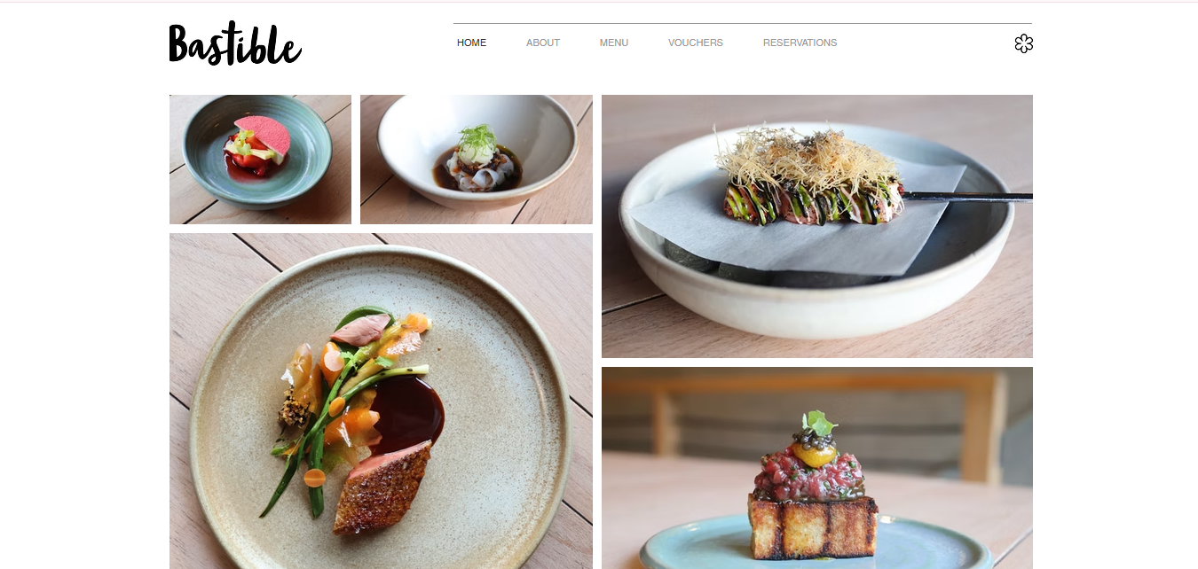 Bastible website homepage — Wix Restaurant & Hospitality