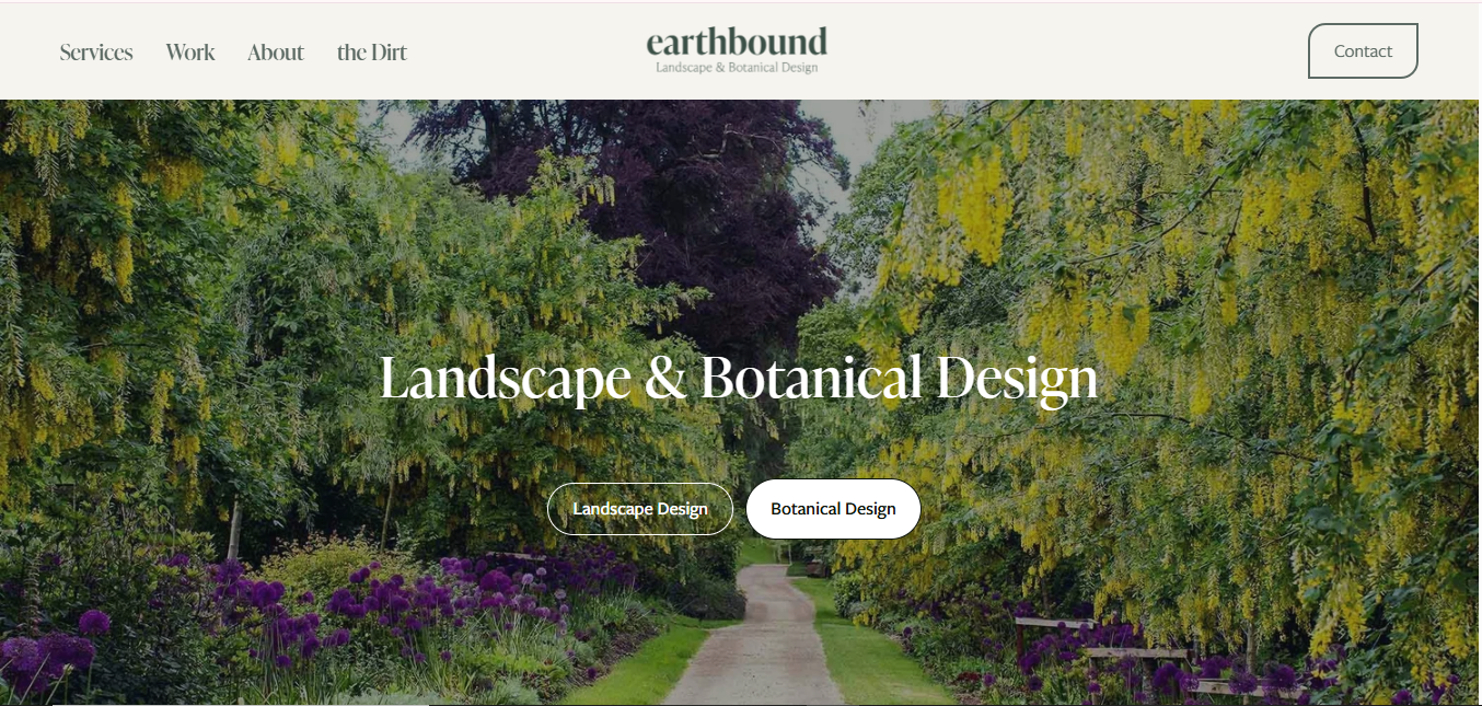 Earthbound Designs website homepage — Squarespace Home & Lifestyle Retail